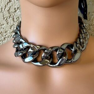 Chunky Gunmetal Chain Link Necklace